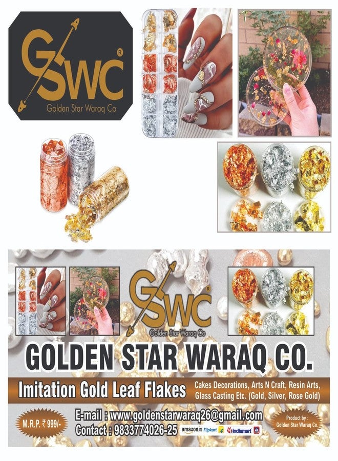 GSWC Gold, Silver, Copper Metallic Flakes - 3 Bottles, 0.54 oz, 2.3 oz Total, Glitter Flakes for Resin, Nail Arts, Painting, Crafts - Image 1